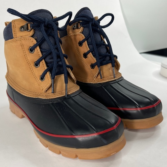 Land’s End Leather Duck Boots Thinsulate Women's Size 9 Blue Tan NICE! (READ**) - Picture 4 of 16